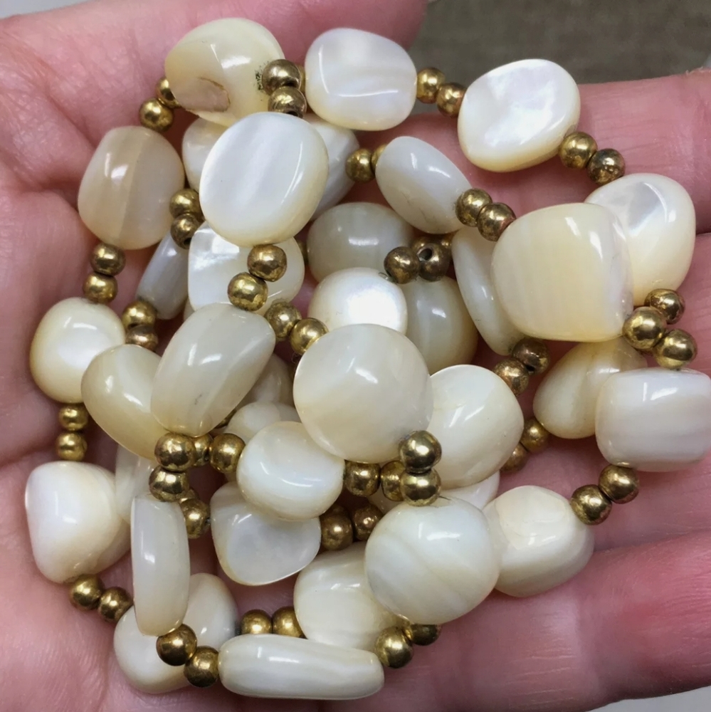 Vintage Chunky Balamuti Mother of Pearl Necklace 30"